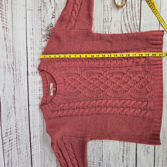 Love Tree Pink Chunky Cable Knit Sweater Sz M Fisherman Style Cozy Warm Gorpcore - Picture 8 of 9
